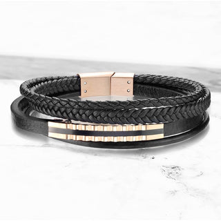 Trenzado negro con oro rosa Imán