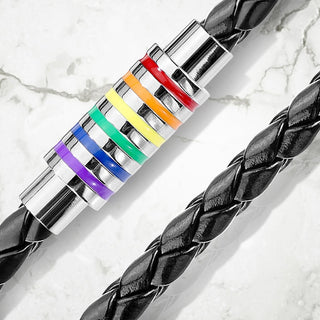 Negro Trenzado Rayas Arcoiris