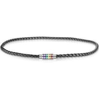 Negro Trenzado Rayas Arcoiris