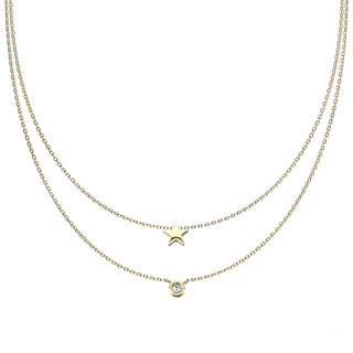 Dos niveles con estrella y bola de circonita