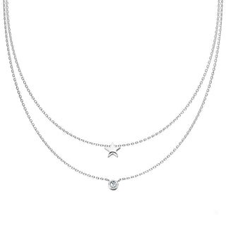 Dos niveles con estrella y bola de circonita