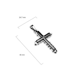 Cruz de plata y negra con circonita