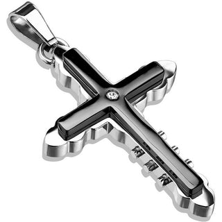Cruz de plata y negra con circonita