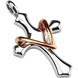 Cruz de plata con oro rosa