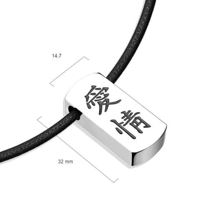 Cordón de cuero con inscripción china LOVE en plata