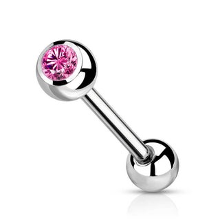 Titanio Barbell Bola Circonita Plata