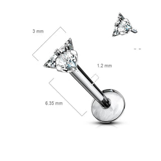 Titanio Circonita Triángulo Plata Rosca interna Labret