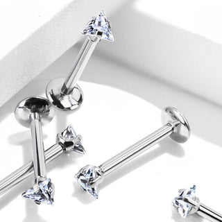 Titanio Circonita Triángulo Plata Rosca interna Labret