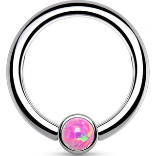 Titanio Anillo Bola Ópalo Plano Plata Flexible