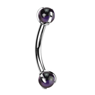 Barbell Curvo Bolas en piedra natural Rosca interna