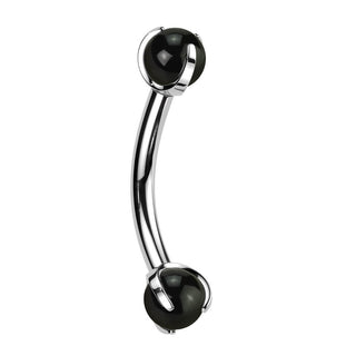 Barbell Curvo Bolas en piedra natural Rosca interna