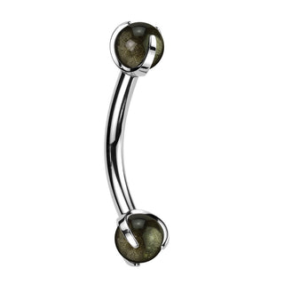 Barbell Curvo Bolas en piedra natural Rosca interna