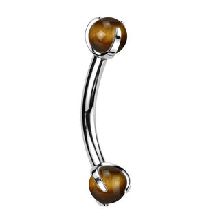 Barbell Curvo Bolas en piedra natural Rosca interna