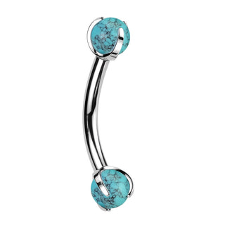 Barbell Curvo Bolas en piedra natural Rosca interna