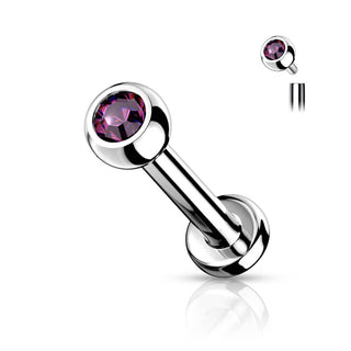 Titanio Bola Circonita Plata Rosca interna Labret