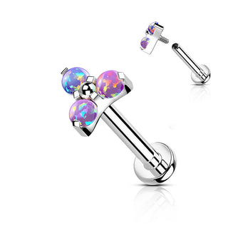 Titanio Triángulo Ópalo Plata Rosca interna Labret