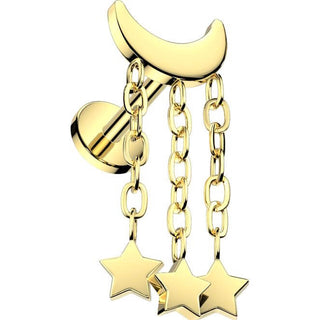 Titanio Luna creciente estrellas colgantes Rosca interna Labret
