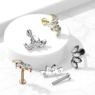 Titanio 4 Circonitas talla marquesa Rosca interna Labret