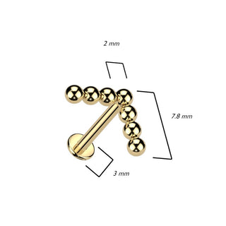 Titanio Top Bolas en forma de L Rosca interna Labret