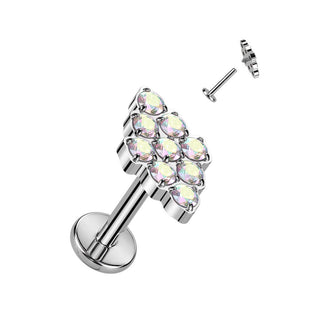 Titanio Circonita en forma de diamante Rosca interna Labret