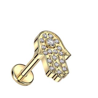 Titanio Hamsa con circonitas Rosca interna Labret