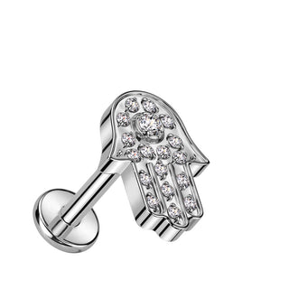 Titanio Hamsa con circonitas Rosca interna Labret