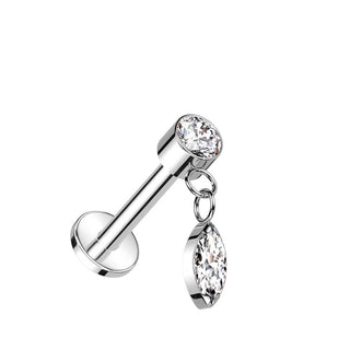 Titanio Colgante de circonita marquesa Rosca interna Labret