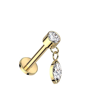Titanio Colgante de circonita marquesa Rosca interna Labret