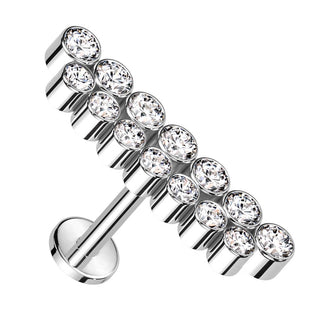 Titanio Doble fila circonitas Rosca interna Labret