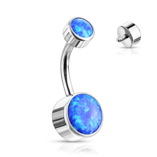 Titanio Piercing ombligo Ópalo Redondo Plata Rosca interna