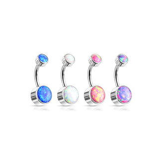 Titanio Piercing ombligo Ópalo Redondo Plata Rosca interna