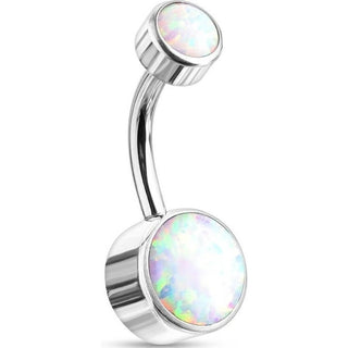 Titanio Piercing ombligo Ópalo Redondo Plata Rosca interna