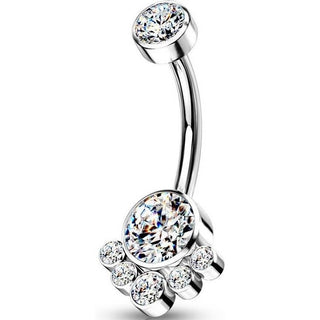 Titanio Piercing ombligo Circonita Plata Rosca interna