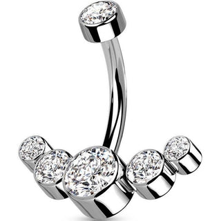 Titanio Piercing ombligo 5 Circonita Plata Rosca interna