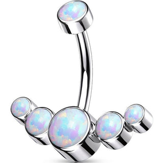 Titanio Piercing ombligo 5 Ópalo Plata Rosca interna