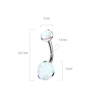 Titanio Piercing ombligo Ópalo engaste Hoyuelo Rosca interna