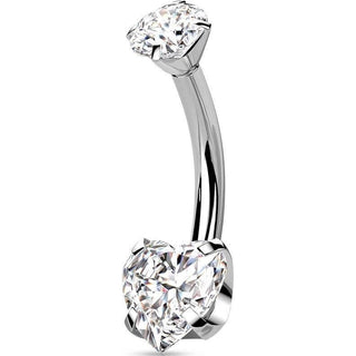 Titanio Piercing ombligo Corazón Circonita engaste hoyuelo Rosca interna