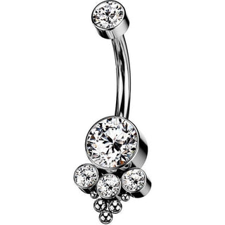 Titanio Piercing ombligo Ópalo Circonita plata Rosca interna