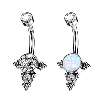 Titanio Piercing ombligo Ópalo Circonita plata Rosca interna