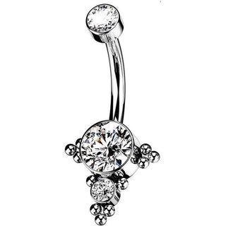 Titanio Piercing ombligo Ópalo Circonita plata Rosca interna