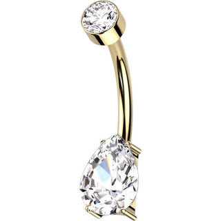 Titanio Piercing ombligo Circonita gota Rosca interna