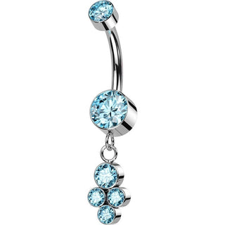 Titanio Piercing ombligo Circonita colgante Plata Rosca interna