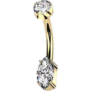 Titanio Piercing ombligo Circonita redondeada con Circonita corte marquesa Rosca interna