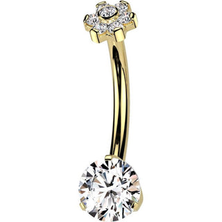 Titanio Piercing ombligo Flor de Circonita Rosca interna