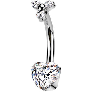 Titanio Piercing ombligo corazón circonita Rosca interna