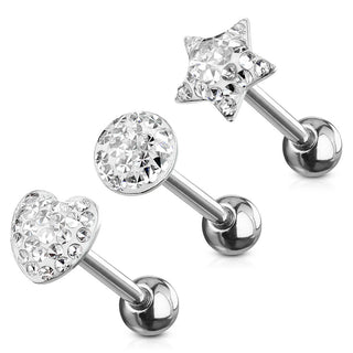 Barbell Lengua Bola Estrella Corazón, 3 piezas