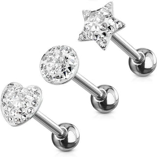 Barbell Lengua Bola Estrella Corazón, 3 piezas