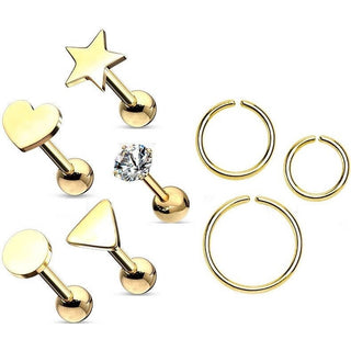 Pack de valor Set Labret Bendeble Hoop Ring, 8 piezas