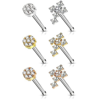 Nariz Stud pack flor cruz Circonita, 6 piezas