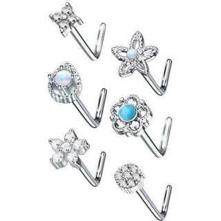 Nariz en L Pack Circonita Plata, 6 piezas